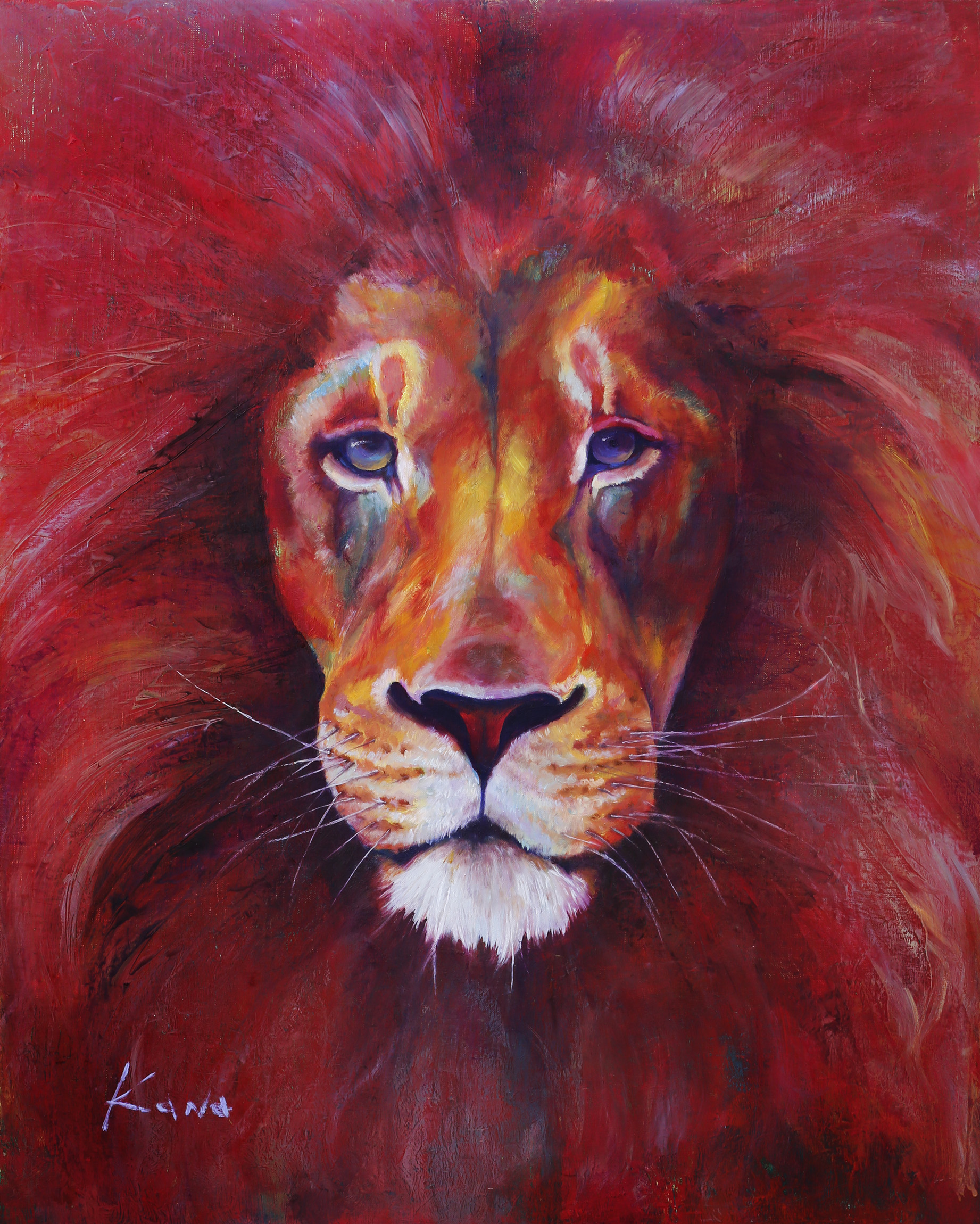 RED LION. oil painting, P30 | KANA Hatsumaru